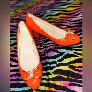 Elegant Orange Women's Shoes with Bow Accent
